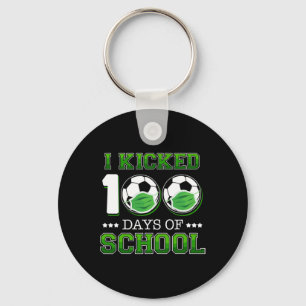 Kicked 100 Days Of School Soccer Wearing Face Mask Keychain