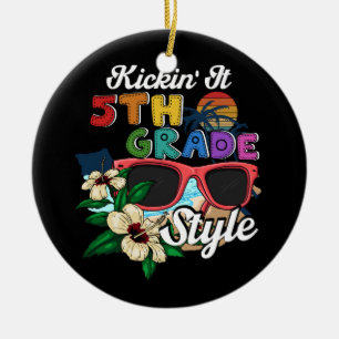Kickin' It 5th Grade Style Back To School Elementa Ceramic Ornament