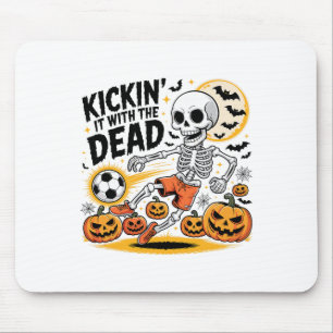 Kickin' It Halloween Skeleton Soccer Player  Mouse Pad