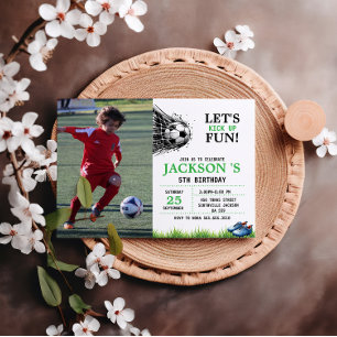 Kickin' It Into Gear   Soccer 5th Birthday Party  Invitation