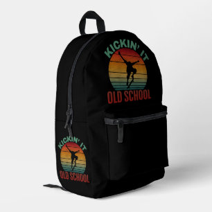 Kickin' It Old School Skateboarding Skateboard Printed Backpack