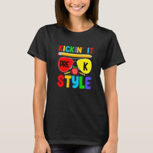 Kickin it Pre K Style Back to School Teacher Kids  T-Shirt