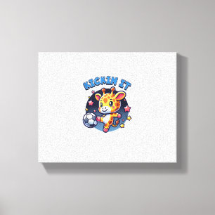 Kickin It Soccer Player Giraffe Ball Girls Boys An Canvas Print