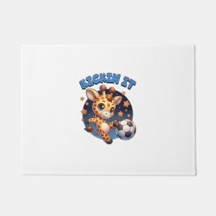 Kickin It Soccer Player Giraffe Ball Girls Boys An Doormat