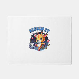 Kickin It Soccer Player Giraffe Ball Girls Boys An Doormat