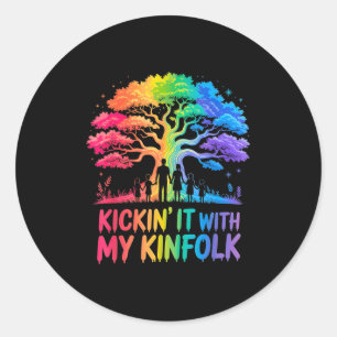 Kickin' It With My Kinfolk Funny Family Reunion  Classic Round Sticker