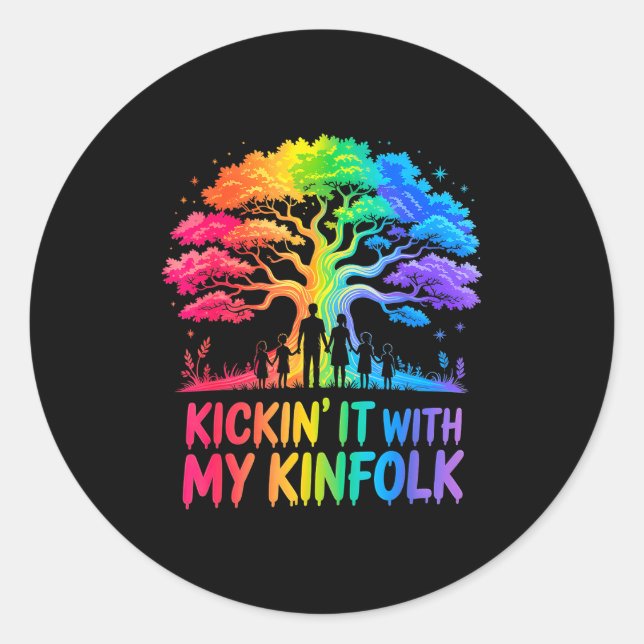 Kickin' It With My Kinfolk Funny Family Reunion  Classic Round Sticker (Front)
