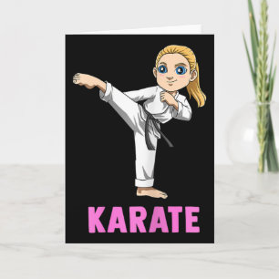 Kicking And Striking Kid - Cute Karate Girl Card