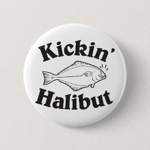 Kicking Halibut 2 Inch Round Button
