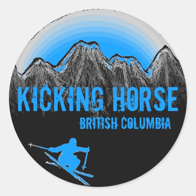 Kicking Horse British Columbia blue ski stickers (Front)
