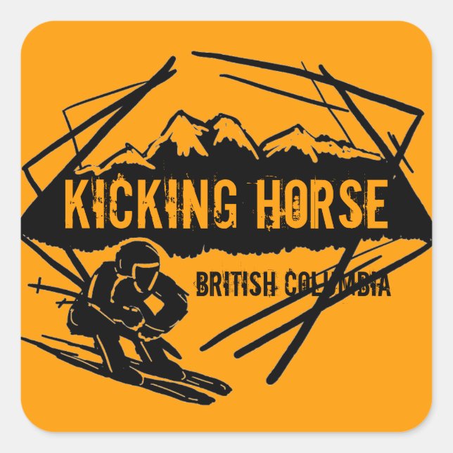 Kicking Horse British Columbia orange ski sticker (Front)