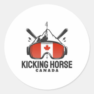 Kicking Horse Canada Ski Retro Skiing Classic Round Sticker