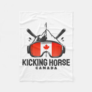 Kicking horse canada ski retro skiing fleece blanket