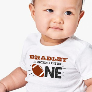 Kicking The Big One Football 1st Birthday Baby T-Shirt