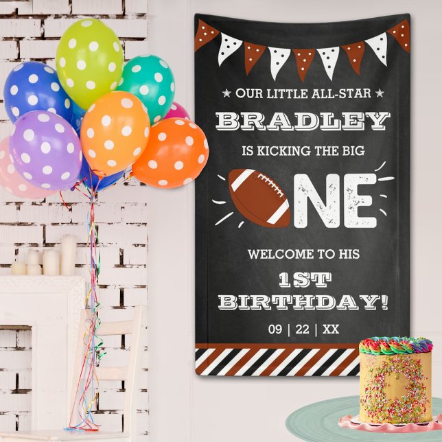 Kicking The Big One | Football 1st Birthday Banner (Creator Uploaded)