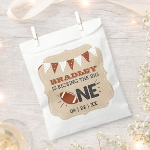 Kicking The Big One   Football 1st Birthday Favour Bag