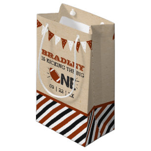 Kicking The Big One   Football 1st Birthday Small Gift Bag