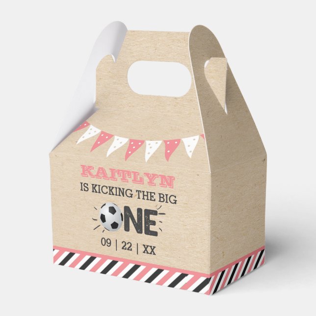 Kicking The Big One | Soccer 1st Birthday Favor Box (Front Side)