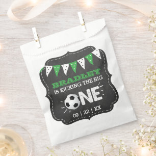 Kicking The Big One   Soccer 1st Birthday Favour Bag