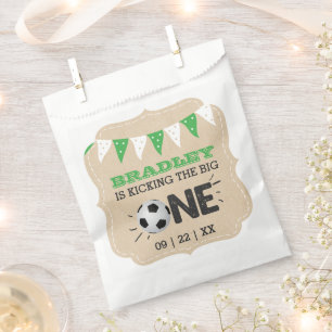 Kicking The Big One   Soccer 1st Birthday Favour Bag