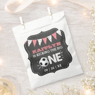 Kicking The Big One   Soccer 1st Birthday Favour Bag