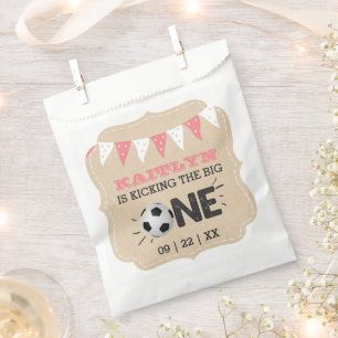Kicking The Big One   Soccer 1st Birthday Favour Bag