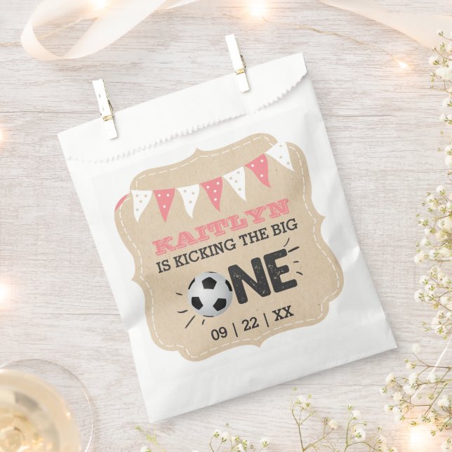 Kicking The Big One | Soccer 1st Birthday Favour Bag (Clipped)