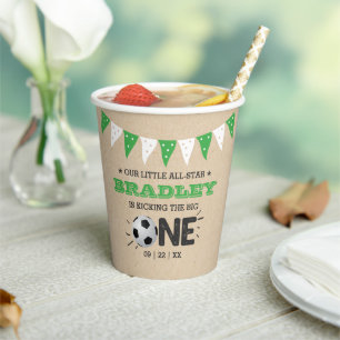 Kicking The Big One   Soccer 1st Birthday Paper Cups
