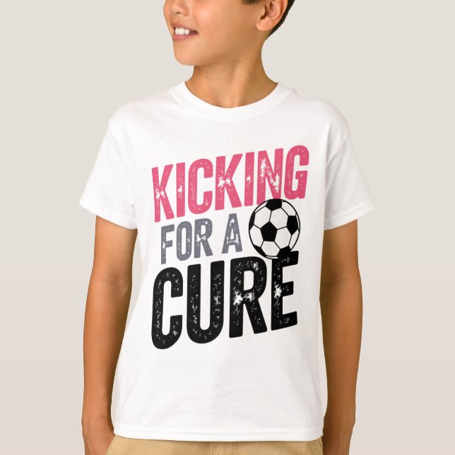 Kicking Toward A Cure Soccer  T-Shirt (Front)
