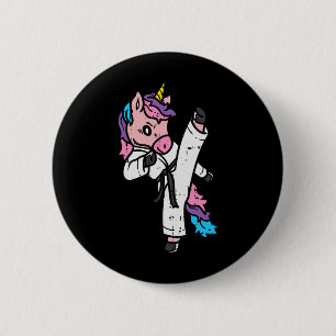 Kicking Unicorn Martial Art Cute Karate Taekwondo  2 Inch Round Button