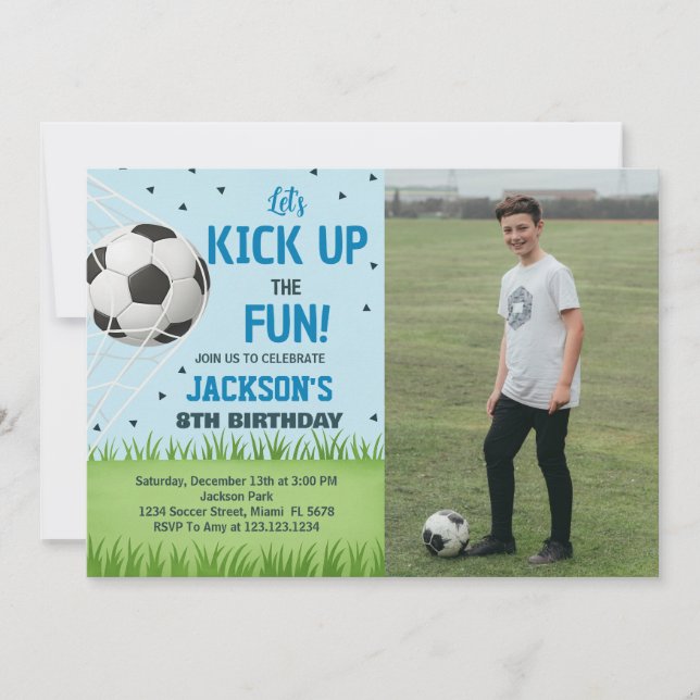 Kickoff Soccer Anniversaire Invitation avec photo (Devant)