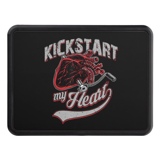 Kickstart My Heart Motorcycle Art Gift Trailer Hitch Cover (Front)