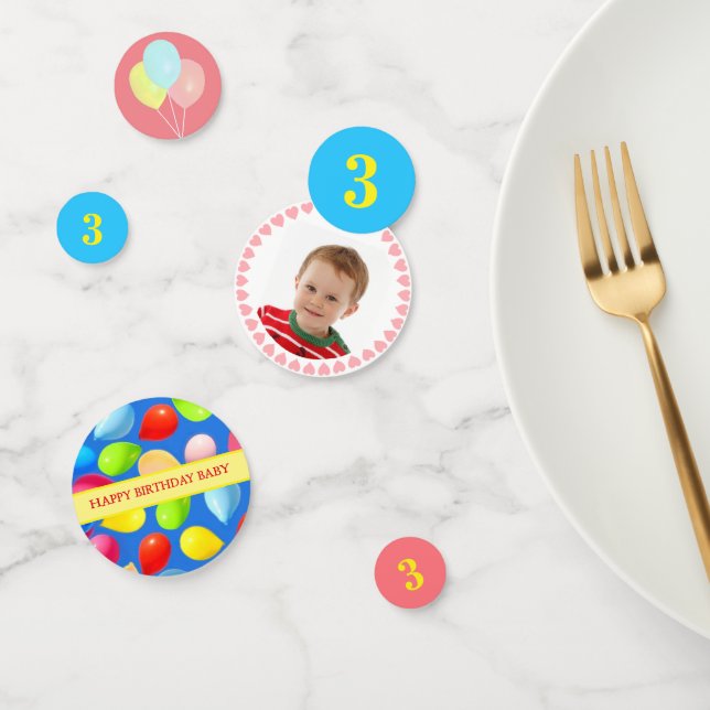 Kid 3rd Birthday Balloon Party Confetti (Group)