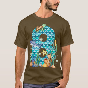 Kid 8th Birthday Sea Fish Ocean Animals Aquarium 8 T-Shirt