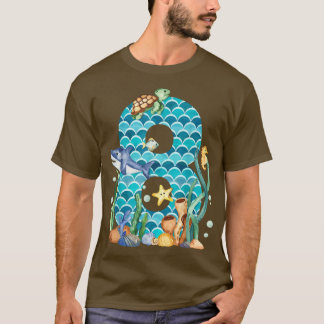 Kid 8th Birthday Sea Fish Ocean Animals Aquarium 8 T-Shirt