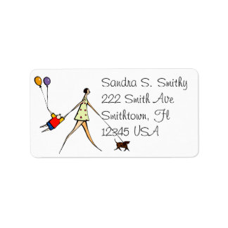 Kid and dog in tow  Address Label