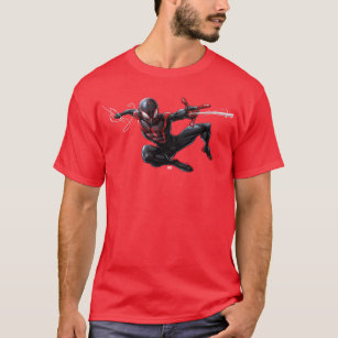Kid Arachnid Web Slinging Through City T-Shirt