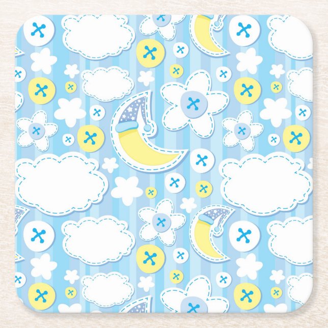 kid background square paper coaster (Front)