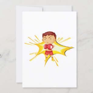 Kid Boxer in Red Gloves and Shorts Invitation