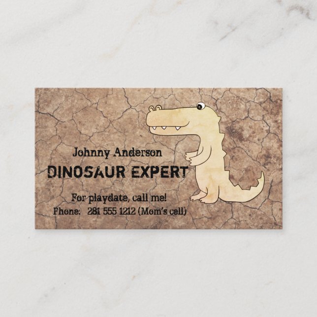Kid Dinosaur Expert Carte de visite Pour Le Jeu De (Devant)