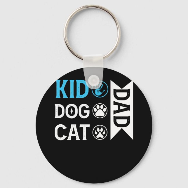 Kid Dog Cat Dad Fur Papa Parent Father's Day Keychain (Front)