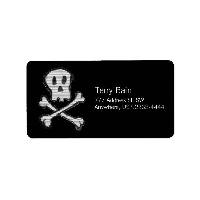 Kid Drawn Mosaic Style Jolly Roger Label (Front)