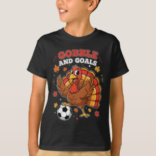 Kid Fall Boy Thanksgiving Soccer Turkey Men Gobble T-Shirt