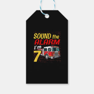 Kid Fire Truck 7th Birthday Party Gift Firefighter Tags