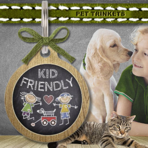 Kid Friendly Chalkboard Drawing Dog Pet Tag