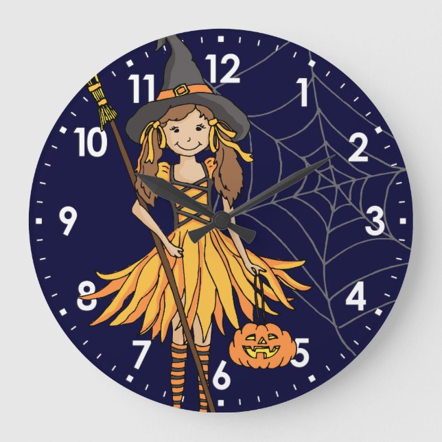 kid girls cute halloween wall clock (Front)