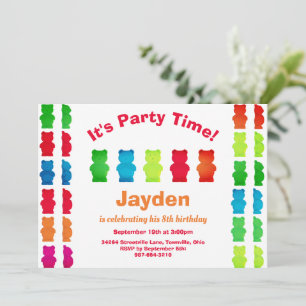Kid Gummy Bear Candy Birthday Invitation