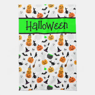Kid Halloween Ghost Pumpkin Black Cat Personalize Kitchen Towel