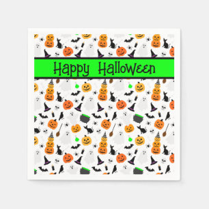 Kid Halloween Ghost Pumpkin Black Cat Personalize Napkin