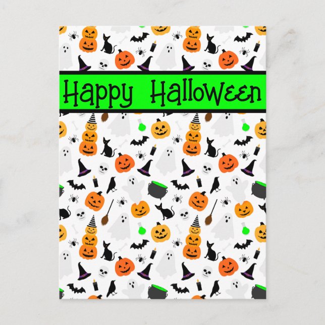 Kid Halloween Ghost Pumpkin Black Cat Personalize  Postcard (Front)